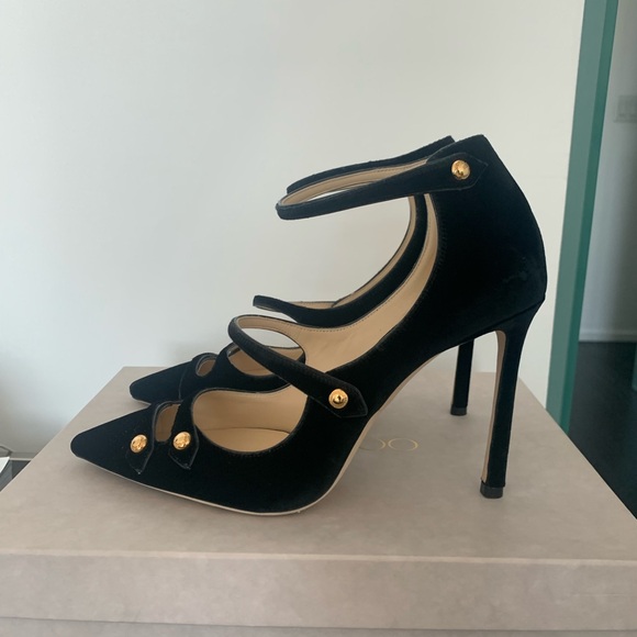 Authentic Jimmy Choo Lacey 100 Black Velvet Pumps | Size 39.5 - Picture 6 of 8